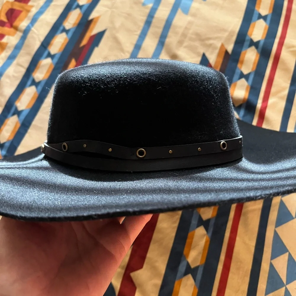 Frye Black Wide Brim Wool Felt Hat